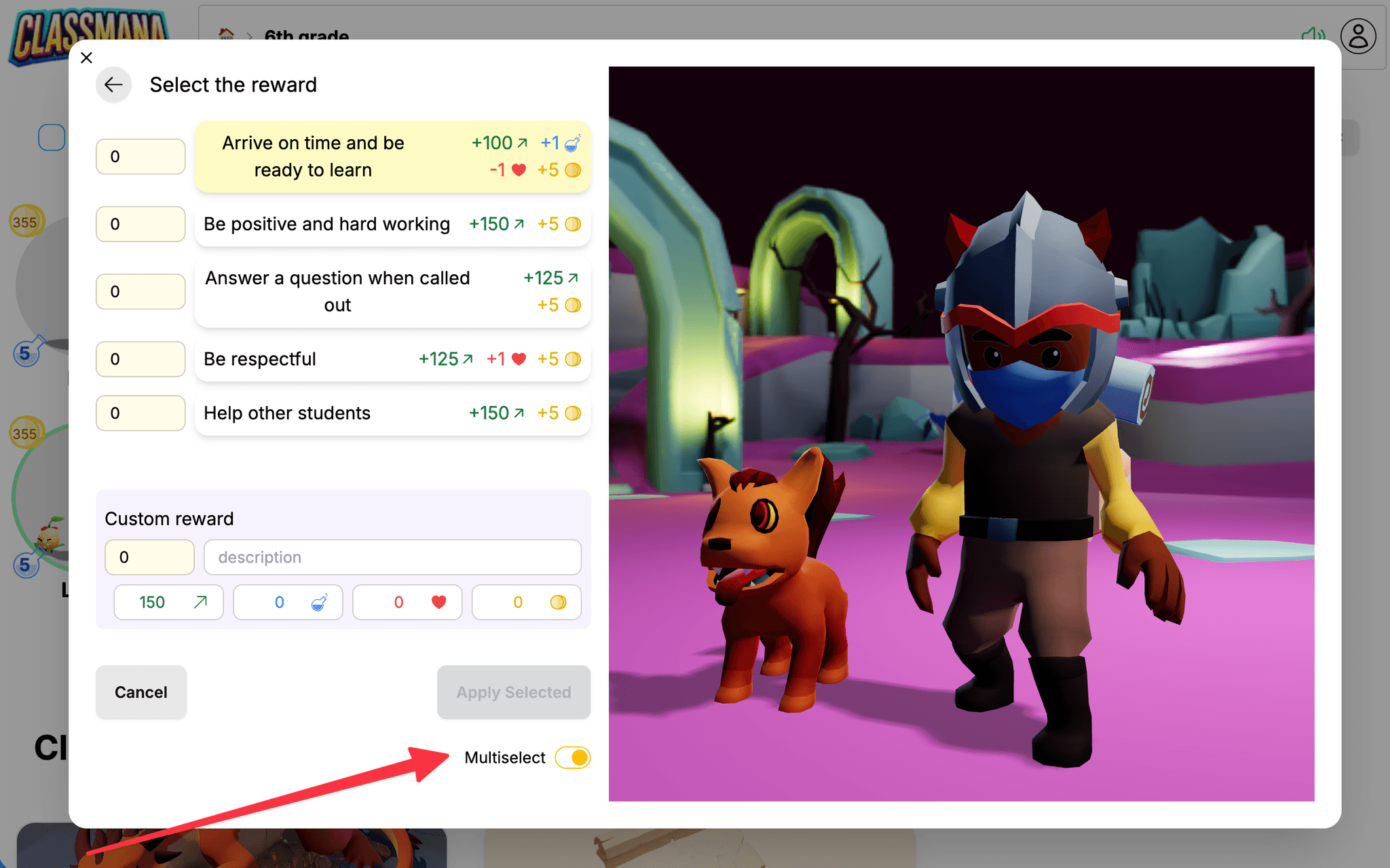 Multivælger-tilstand til belønninger